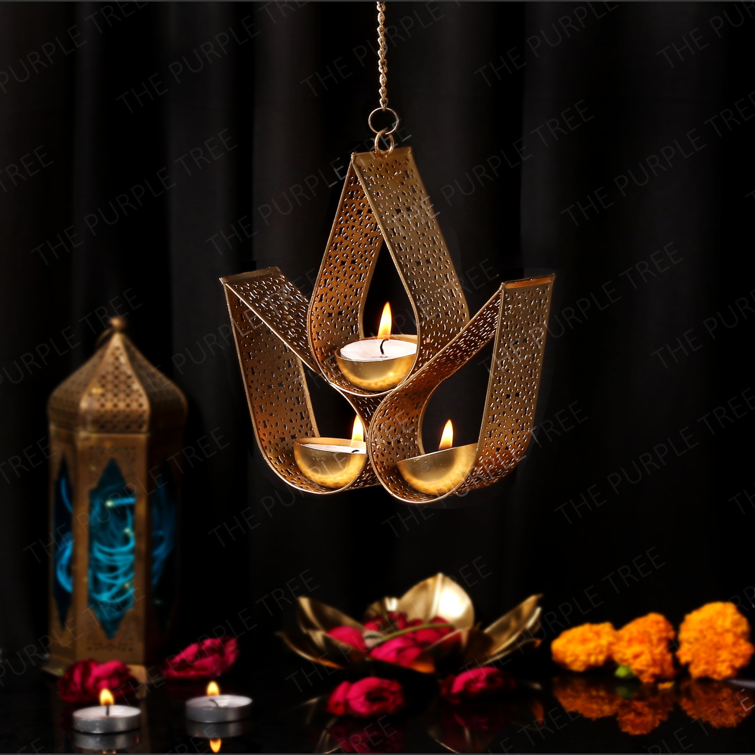 Golden Metal Candle Holders - Set of 3 -6 Golden Metal Candle Holders - Set of 3 -6