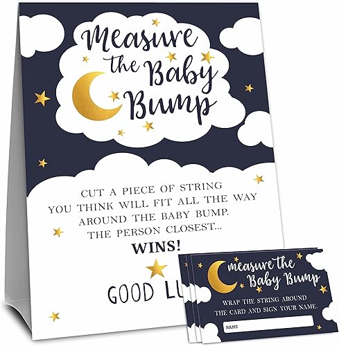 Miniatura 6 de Baby Shower color azul marino mide la protuberancia, mide el vientre de mamá  1 letrero de pie y 50 boletos  Revelación de género, baby shower,