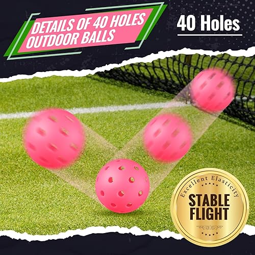 Miniatura 4 de Ceenna 12 pelotas de béisbol de plástico para práctica, 40 agujeros, bolas de entrenamiento para exteriores, 2.913 in, con bolsas de malla, ejercicio