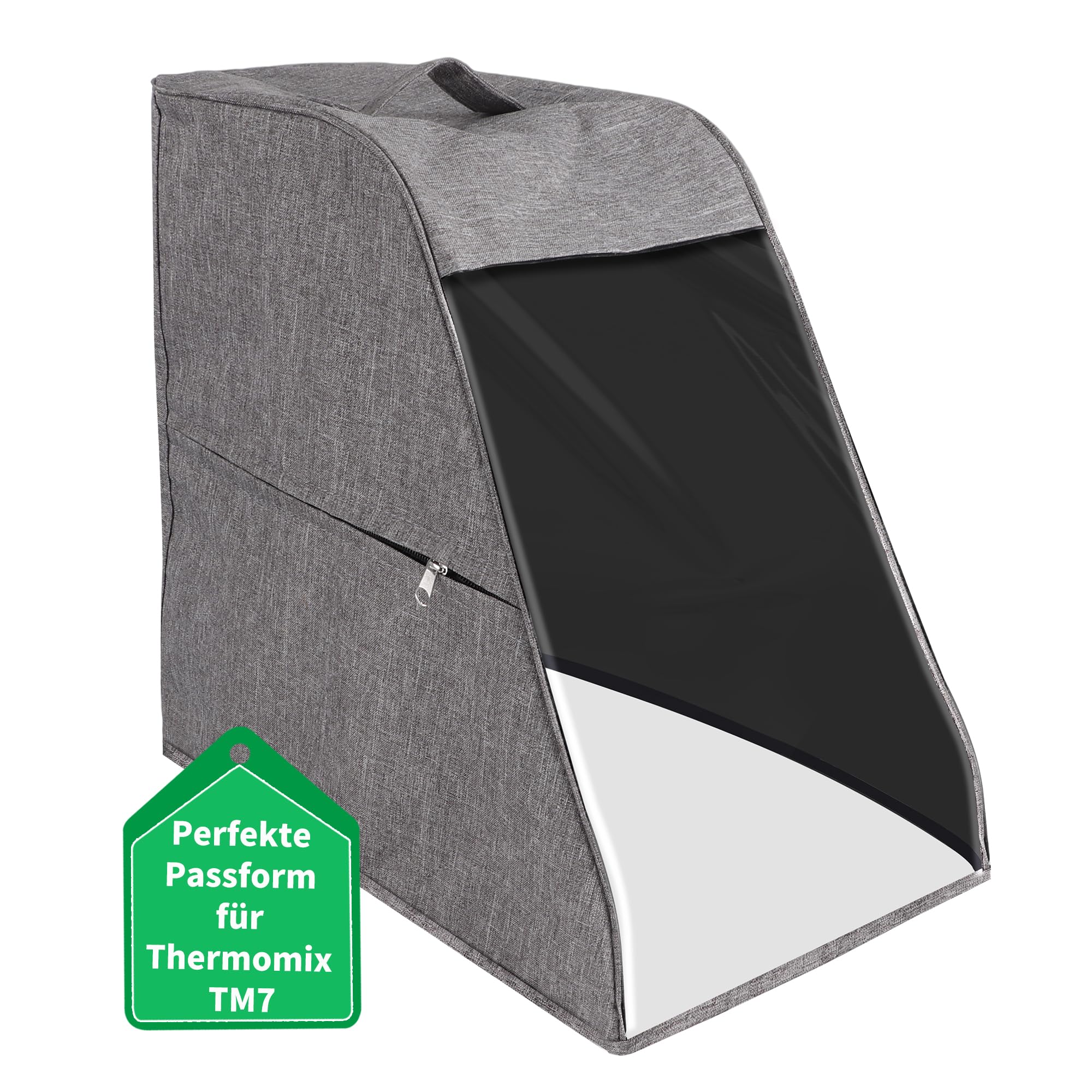 Abdeckhaube für Thermomix TM7 – Transparente TPU Front + Oxford Stoff, Bodenlos & Varoma-kompatibel - Küchenmaschine Staubschutz Abdeckhaube, Staubschutzabdeckung, Schutzhülle