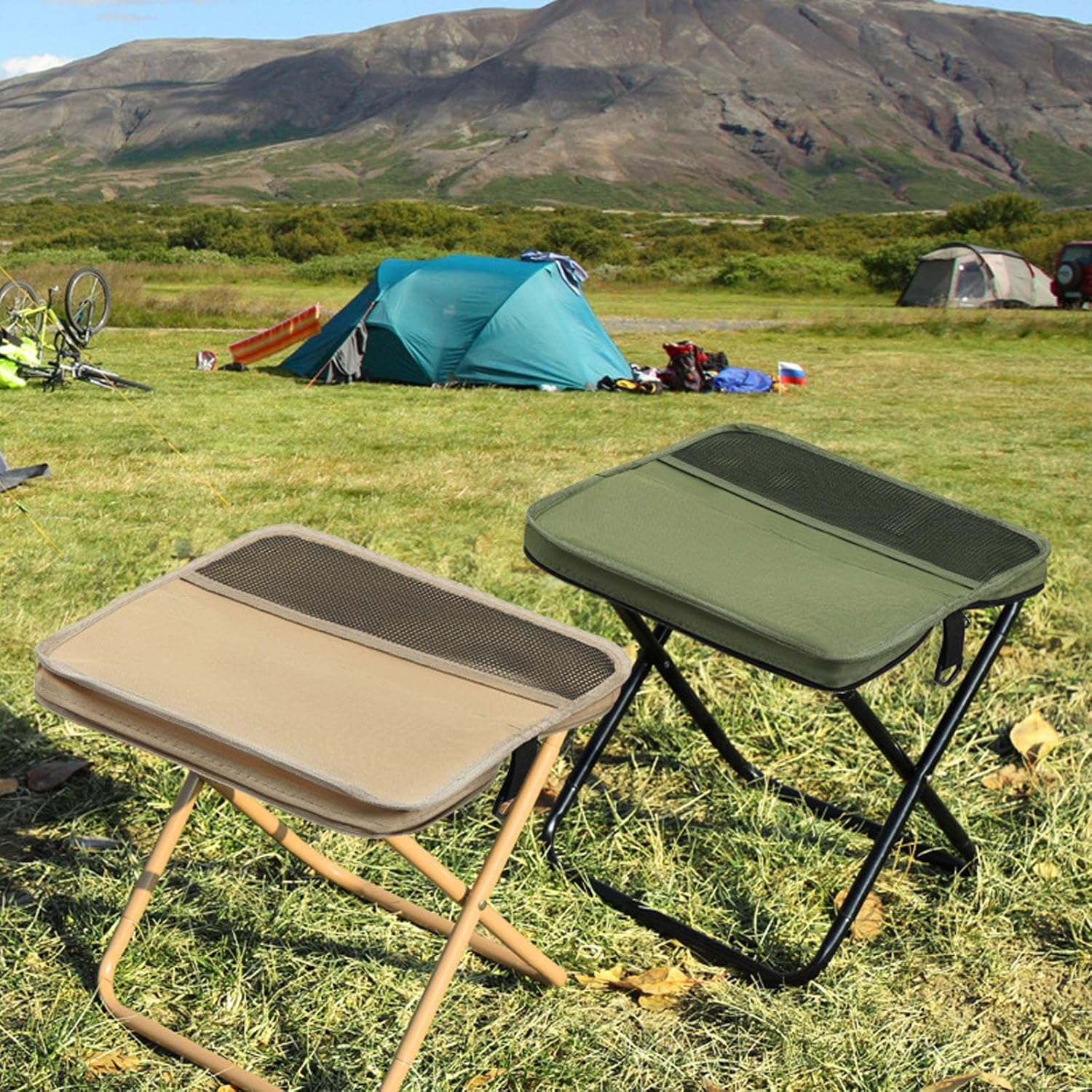 Tabouret pliable pour sac à dos, mini tabouret pliable portable pour camping, pêche, voyage, pique-nique, supporte jusqu'à 120 kg avec sac de transport