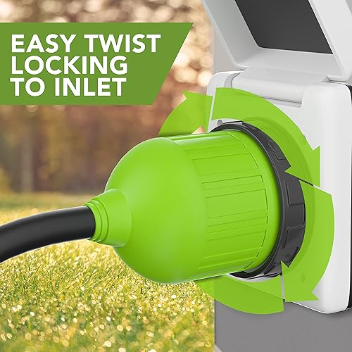 Miniatura 2 de Leisure Cords - Cable de alimentación para autocaravana de 30 amperios, bloqueo de conector de orilla, extremo de repuesto, cierre giratorio marino