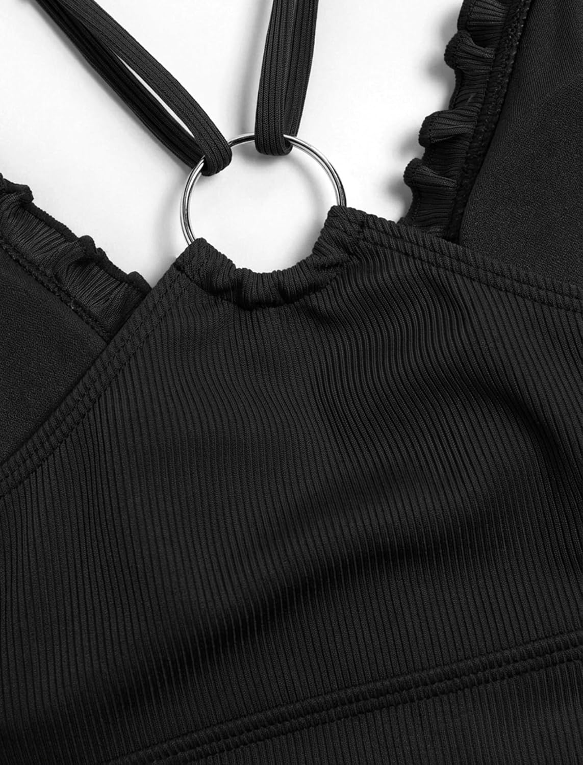 ZAFUL Womens Ruched Tankini Swimsuits Sexy Tummy Control 2 Piece Bathing Suits V Neck Drawstring Swimwear