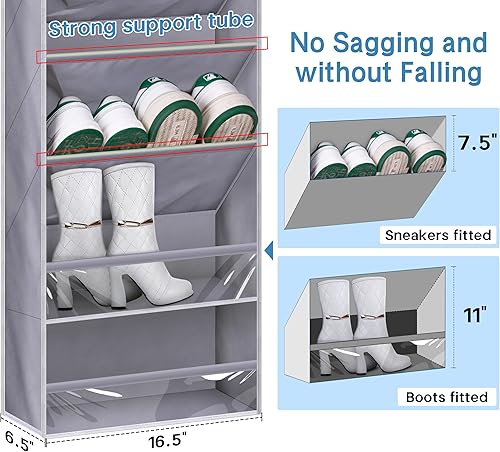 Miniatura 3 de KEETDY Organizador de zapatos sobre la puerta para 20 pares de zapatos para tenis, estante grande colgante para puerta de armario, soporte profundo