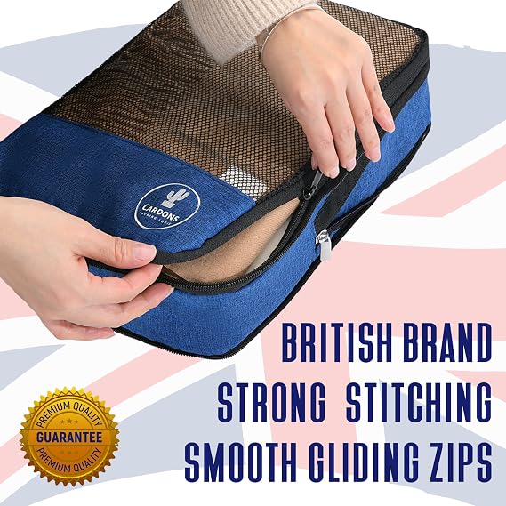 Premium Compression Packing Cubes Travel Suitcase Organisers Laundry Bag (Navy Blue)
