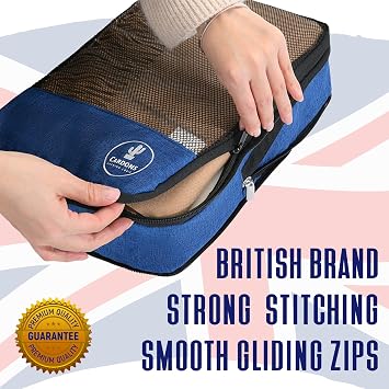 Premium Compression Packing Cubes Travel Suitcase Organisers Laundry Bag (Navy Blue)