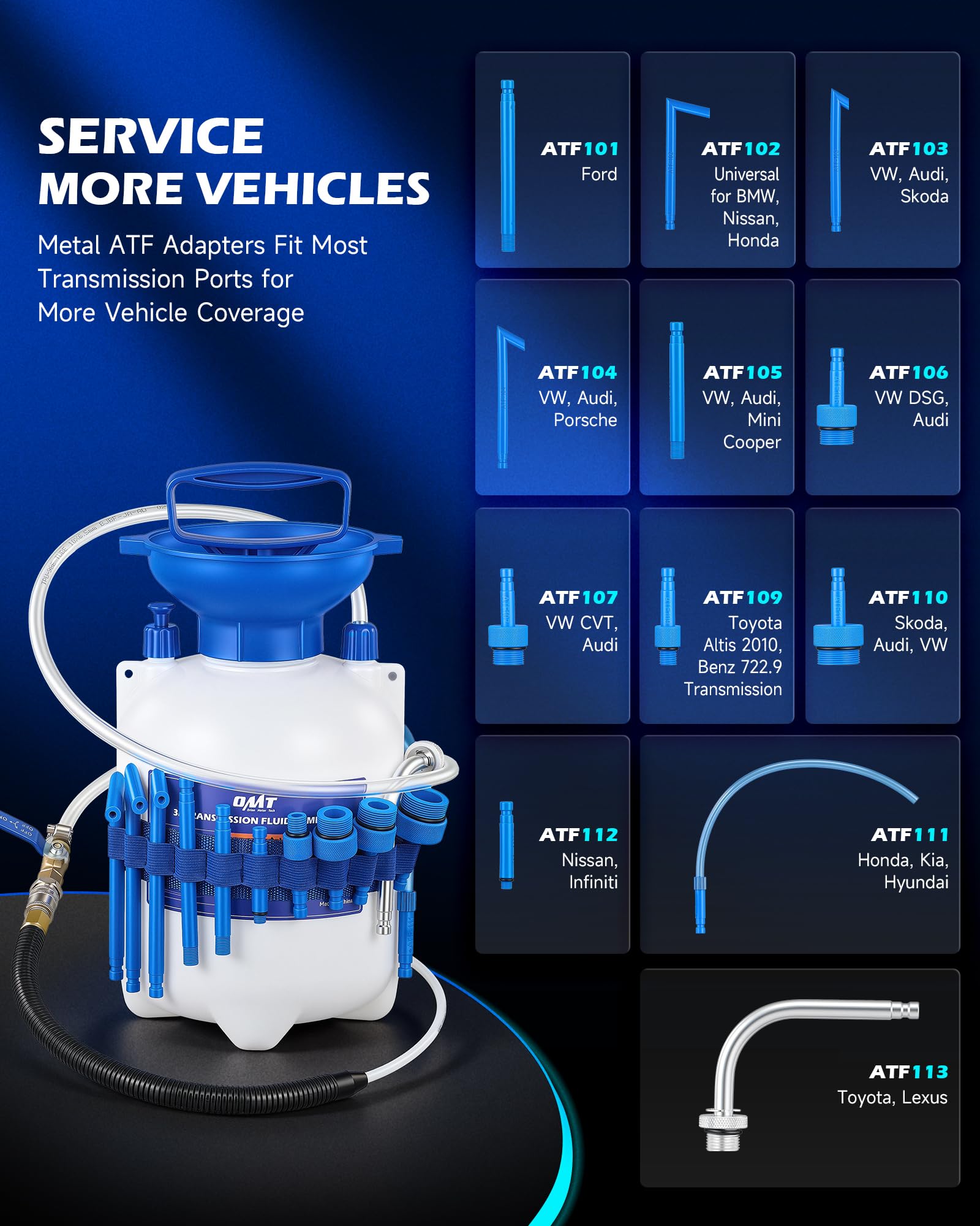 OMT Pompe À Transmission Manuelle 3L, Remplisseur 12 Adaptateurs ATF