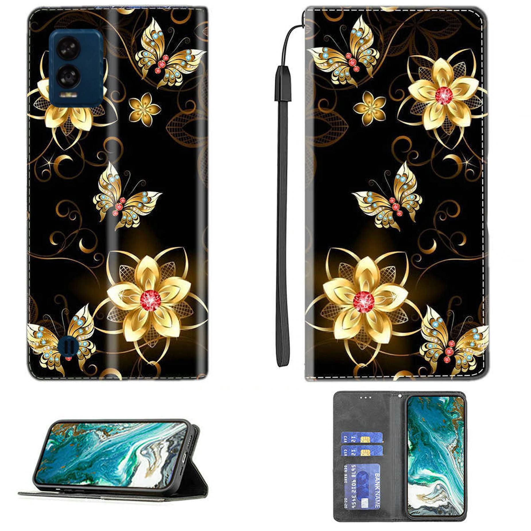 Aroepurt Blu View Speed 5g Case Compatible with Blu View Speed 5g B1550VL Phone Case Cover PU Leather Kickstand Magnetic Wallet Case CPT17