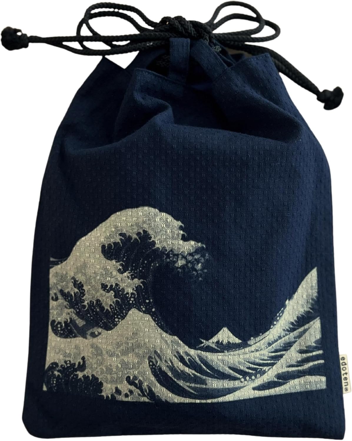 [江戸てん] 信玄袋 抜染柄入り 合切袋 合財袋 綿100％ 刺し子生地 巾着 御朱印帳袋 内ポケット付き メンズ レディース