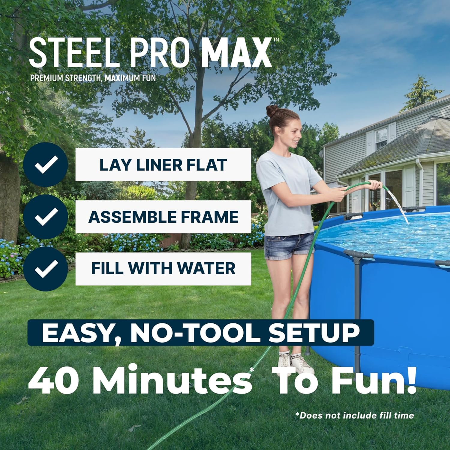 Bestway Steel Pro MAX 14’ x 42" Above Ground Pool, Round Metal Frame Outdoor Swimming Pool for Backyard, Blue, Pool ONLY