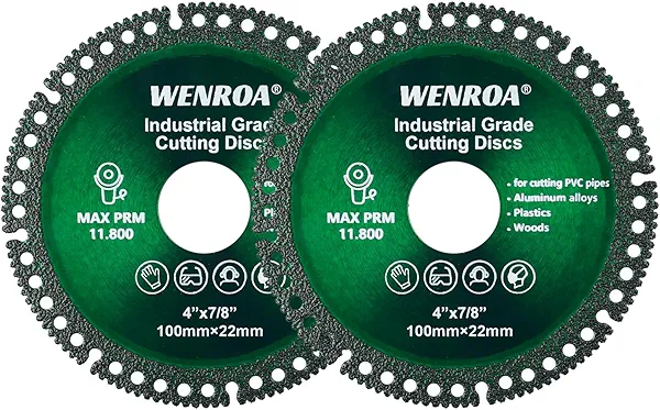2 Pack 4" Indestructible Disc for Grinder, Angle Grinder Cutting Disc Fits 7/8" Arbor, Diamond Ceramic Tile Concrete Saw Blades for Smooth Cutting, Chamfering, Grinding Materials
