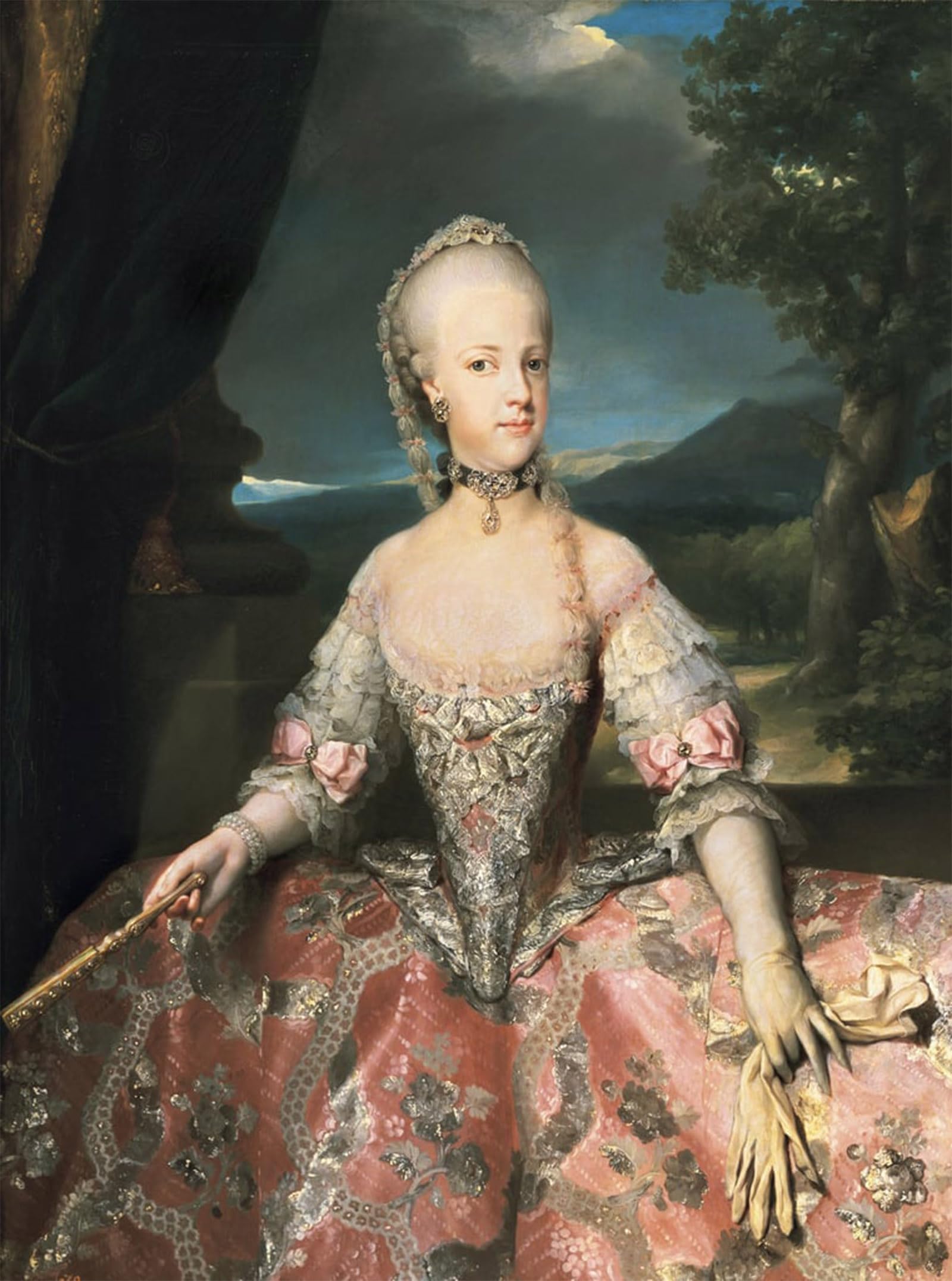 SERENDIPITP Abstract Painting Mural Print Picture Wall Decor Painting Portrait of Mary Carolina of Austria by Anton Raphael Mengs Vintage Wall Artwork for Home Decor 60x90cm