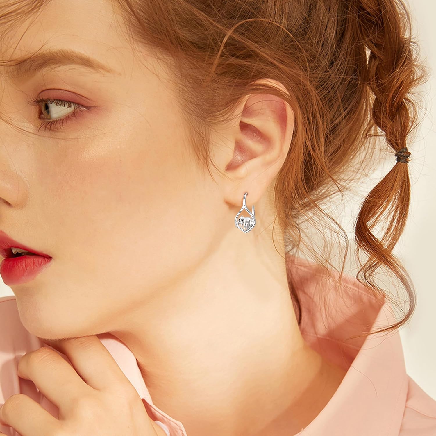 Sloth Earrings Sterling Silver Animal Earring Leverback Dangle Sloth Jewelry Gifts for Women - Image 2