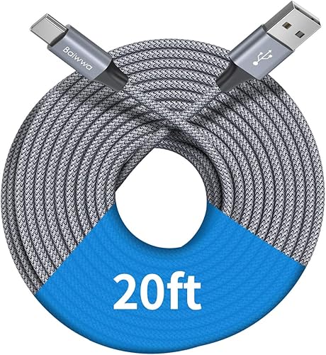 Miniatura 9 de Baiwwa - Cable USB tipo C extra largo, de carga rápida, cable cargador trenzado USB A a USB C