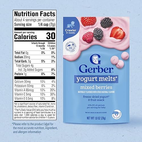 Miniatura 2 de Gerber Yogurt Melts - Bocadillo de yogur liofilizado, bayas mixtas, 1 onza (paquete de 7)