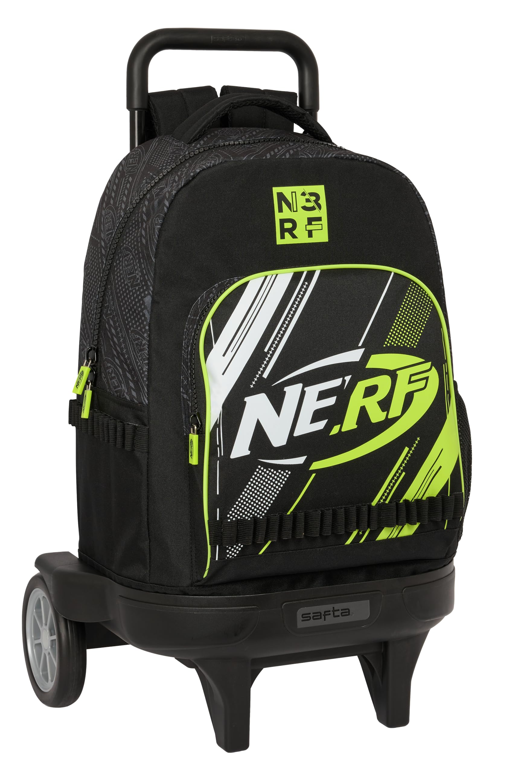 Safta NERF GET READY - Mochila Grande con Ruedas, Compact Evolución, Extraíble, Ideal para Niños de Diferentes Edades, Cómoda y Versátil, Calidad y Resistencia, 33x22x45 cm, Color Negro