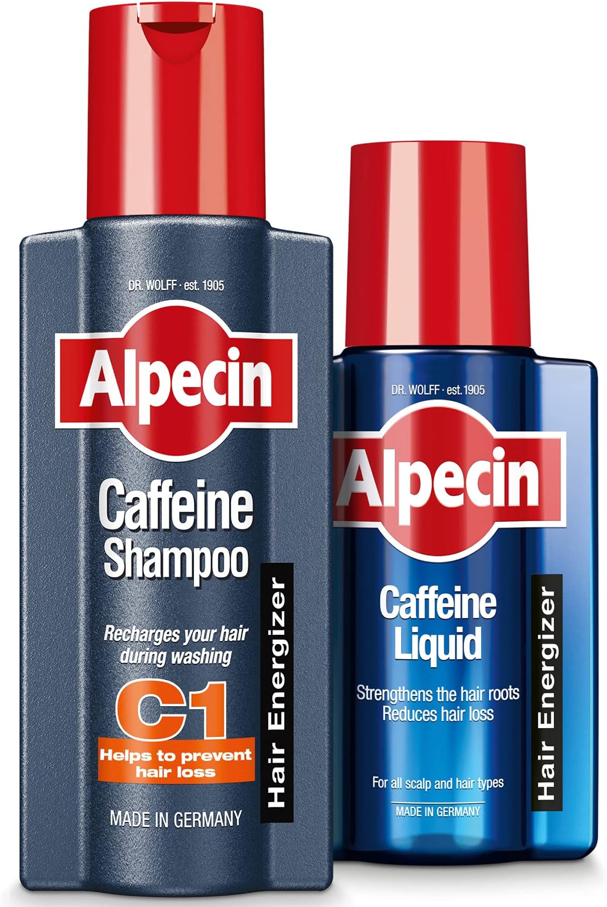 Alpecin Caffeine Shampoo C1 and Liquid | Prevents Hair Loss | Energizer for Strong Hair | Hair Care for Men | Set of 250ml Shampoo and 200ml Liquid