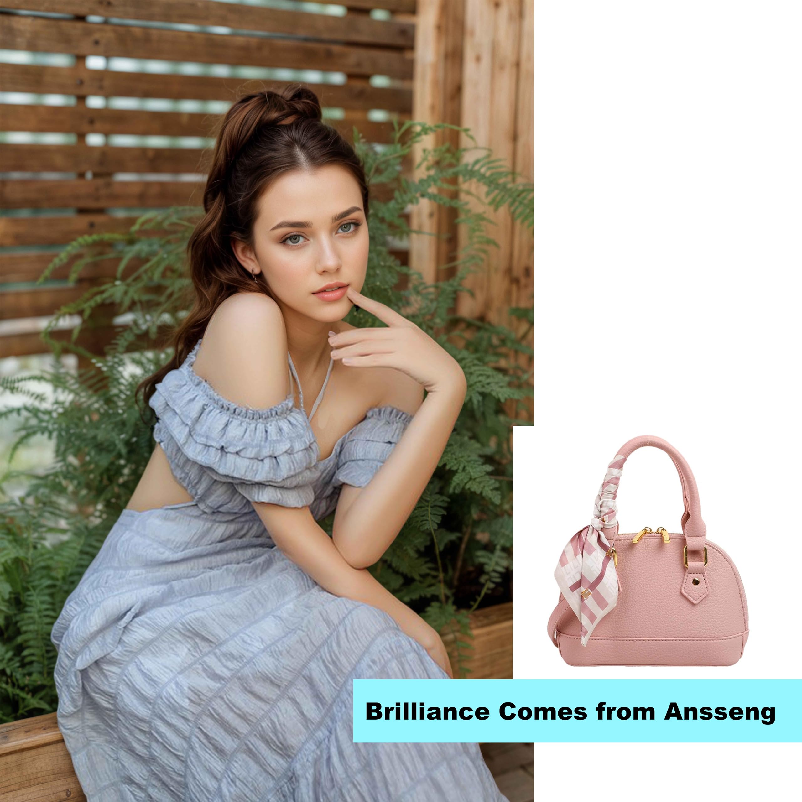 Ansseng Women's Small Satchel Purse, Classic Double Zip Top Handle Dome Bag with Cute Bow Bag,Gift for Women and Girls (Black)