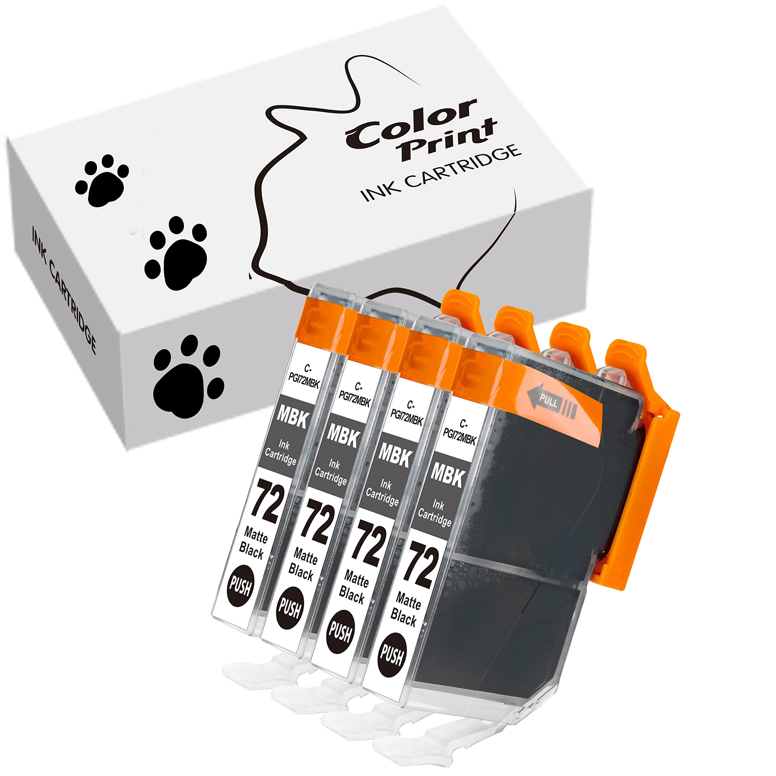 Compatible PGI72 Ink Cartridges Replacement for Canon PGI-72 PGI 72 Ink Cartridge for PIXMA Pro-10 Pro10 Pro10S Pro-10S Printer (4-Pack, Matte Black)