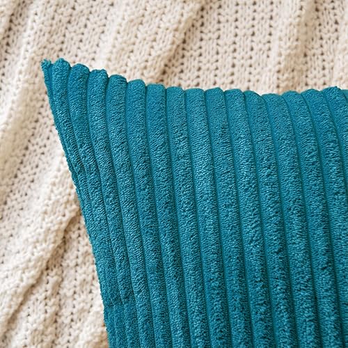 Miniatura 2 de EMEMA Paquete de 2 fundas de almohada decorativas cuadradas de pana suave sólida, fundas de cojín, fundas de almohada de primavera para sofá,