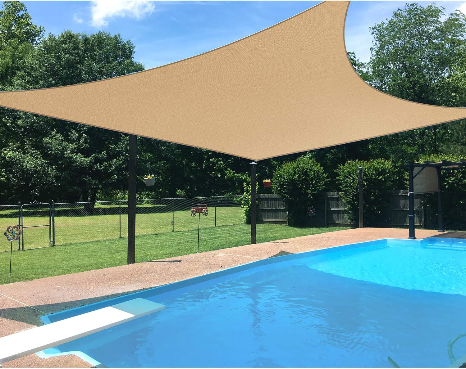 Patio Paradise 6' x 6' Sun Shade Sail Rectangle Canopy Patio Cover Sunlight Block Awning Heavy Duty Commercial Grade for Backyard Lawn Garden Outdoor Activities, Sand