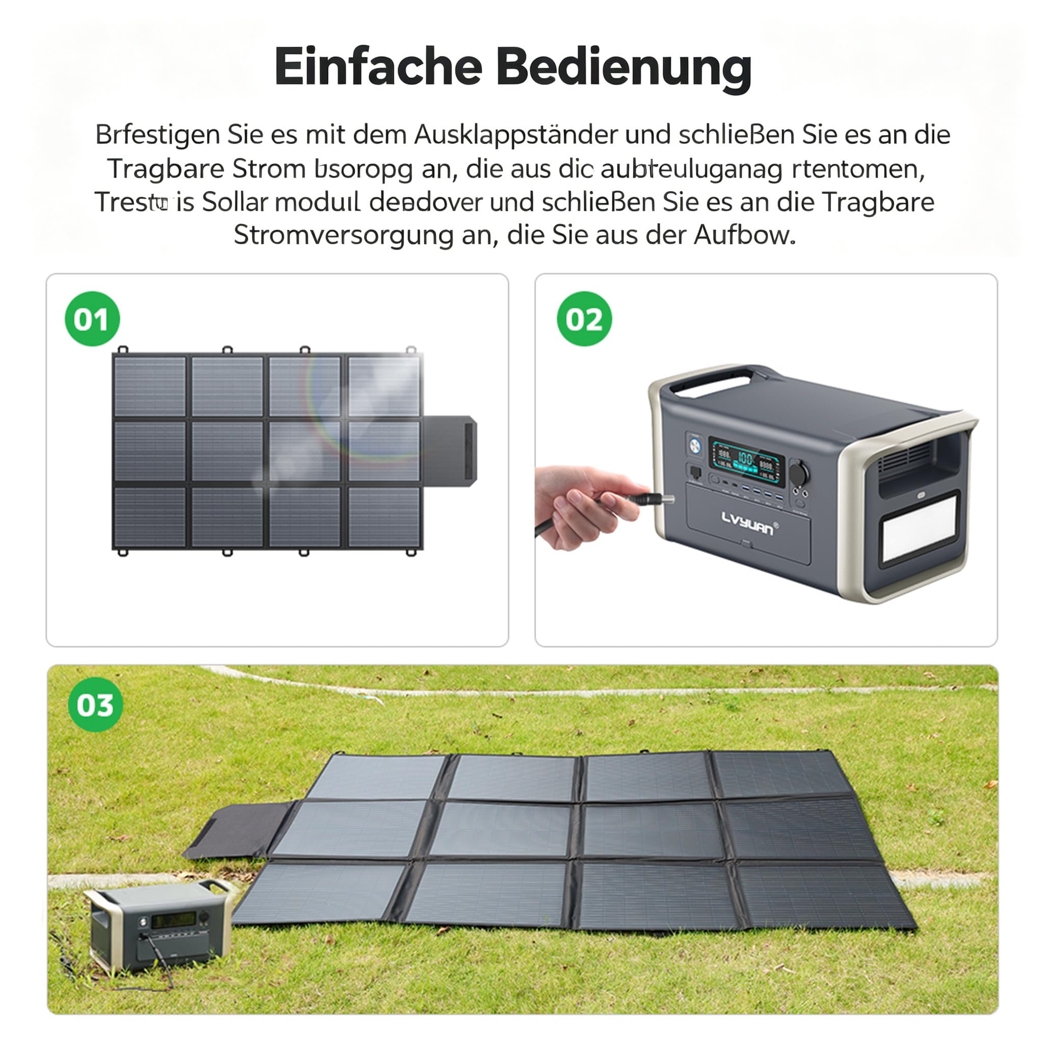 Faltbares Solarpanel 500W Solar-Ladegerät IP67 Wasserdicht und Staubdicht Hohe Ausgangskonversionseffizienz 22.5% Tragbares Ladegerät Solarstrom Solarpanel Camping Outdoor Notstromversorgung
