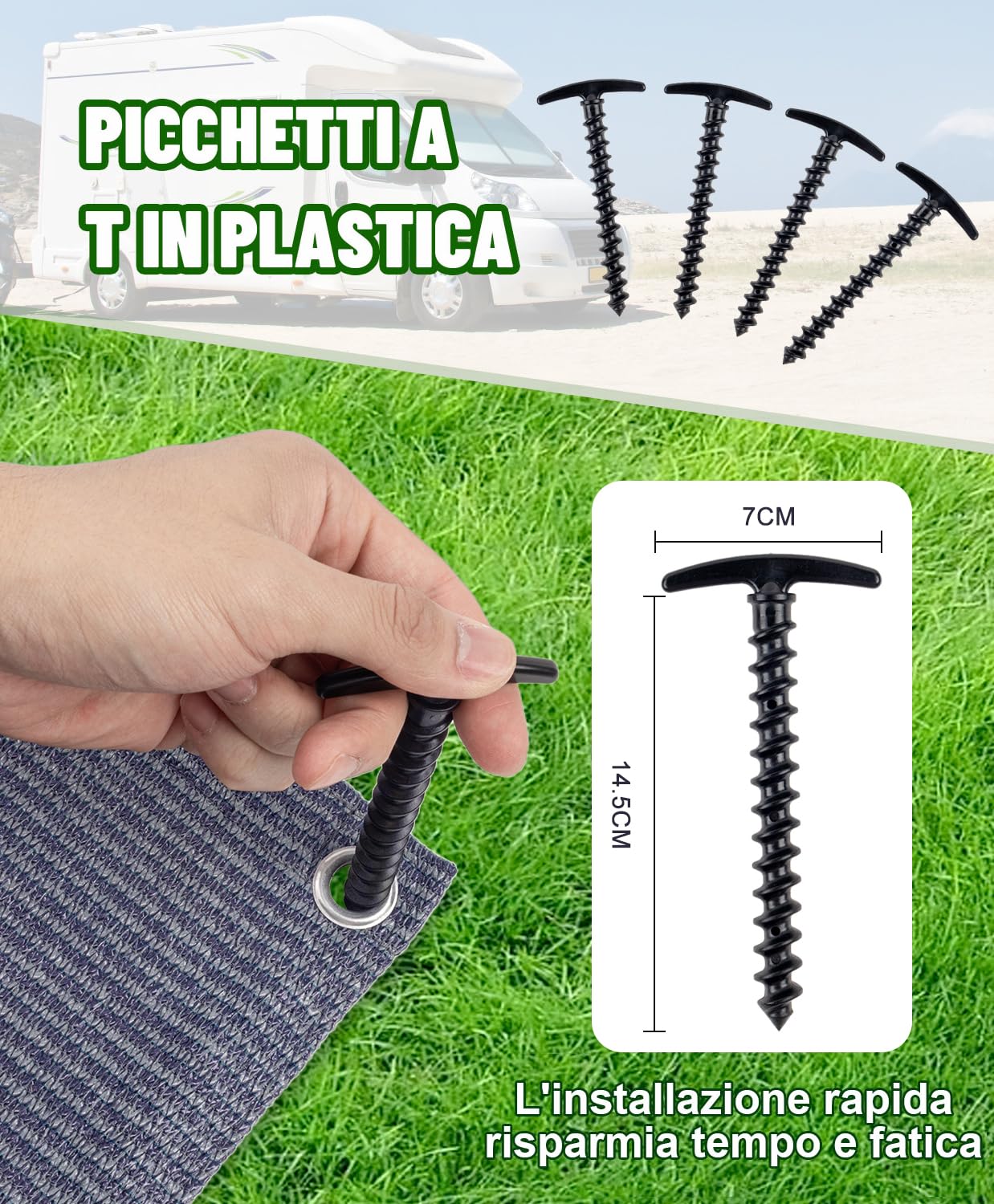 LOVE STORY Stuoia Campeggio, Tappeto da Campeggio in HDPE, Tappeto da Esterno per Picnic Tenda con 4 Picchetti a T, Grigio Blu