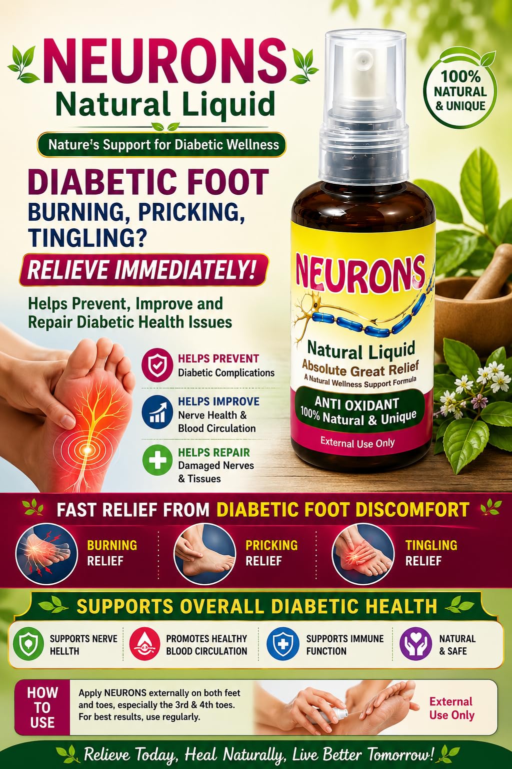 NEURONS Natural Liquid helps soothe burning, pricking, tingling, and discomfort with diabetic neuropathy — Amazon image 2
