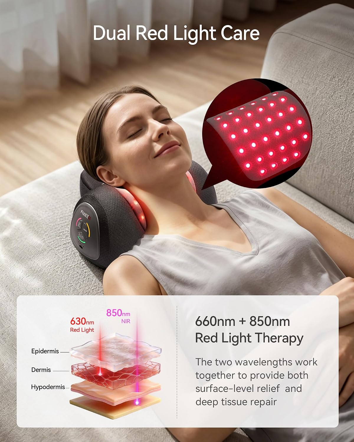 Heated Cervical Traction Device with Red Light for Cervical Pain Relief