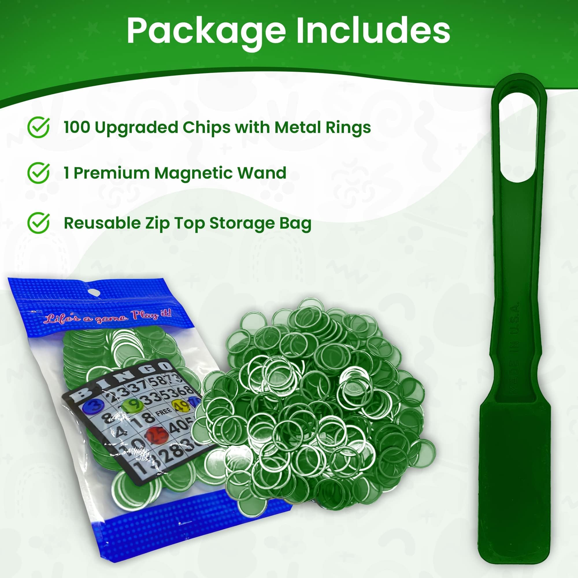 Bingo Chips Set Magnetstab, Magnetisches Bingo Set, Lotto Token, Magnetisce Bingo Chips, Magnetischer Bing Stick Mit, Wird Für Familienspiele Und Eltern Kind Interaktion Verwendet (Grün)