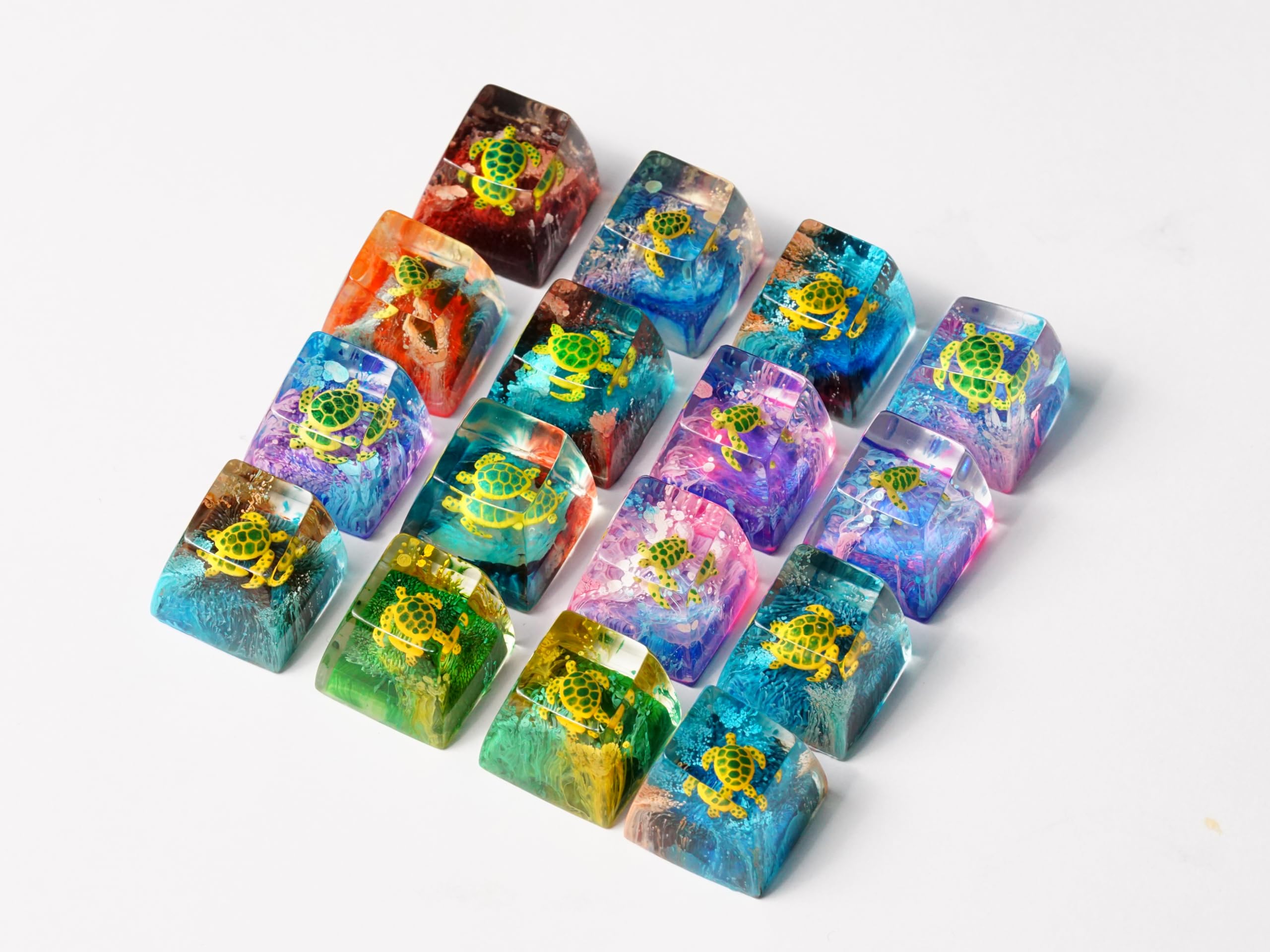 DATKEYTurtle Ocean Artisan Keycap Custom Turtle Sea Handmade Resin Keycap RGB Keyboard Cherry MX Mechanical Gaming Most Keyboard SA Parent (1 FBA Random Ocean Turtle, SA)