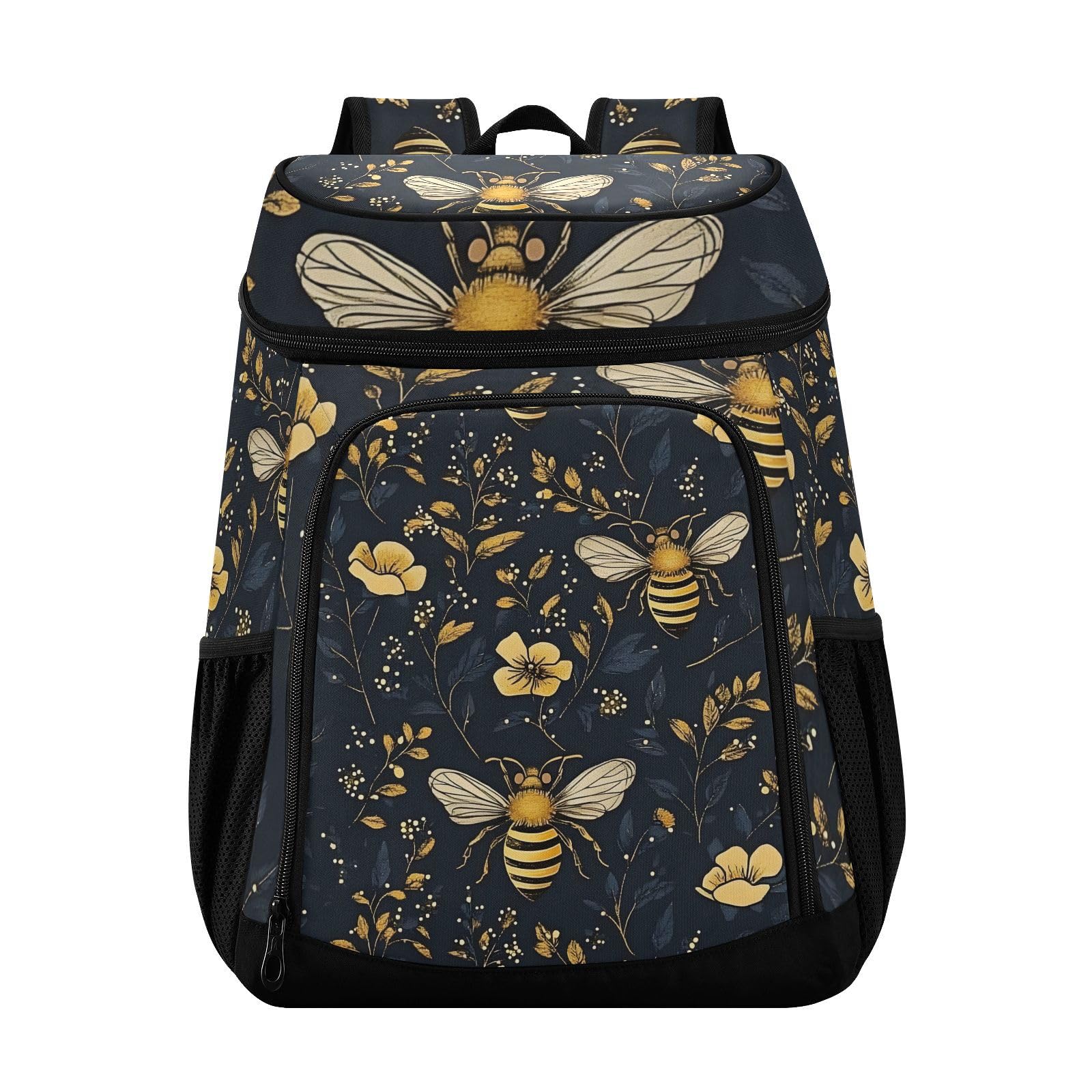 Bumblebee Wildflowers Cooler Backpack Cooler Insulated Leak Proof Lunch Backpack 36 Cans Waterproof Soft for Men Women Picnic Hiking Camping Beach