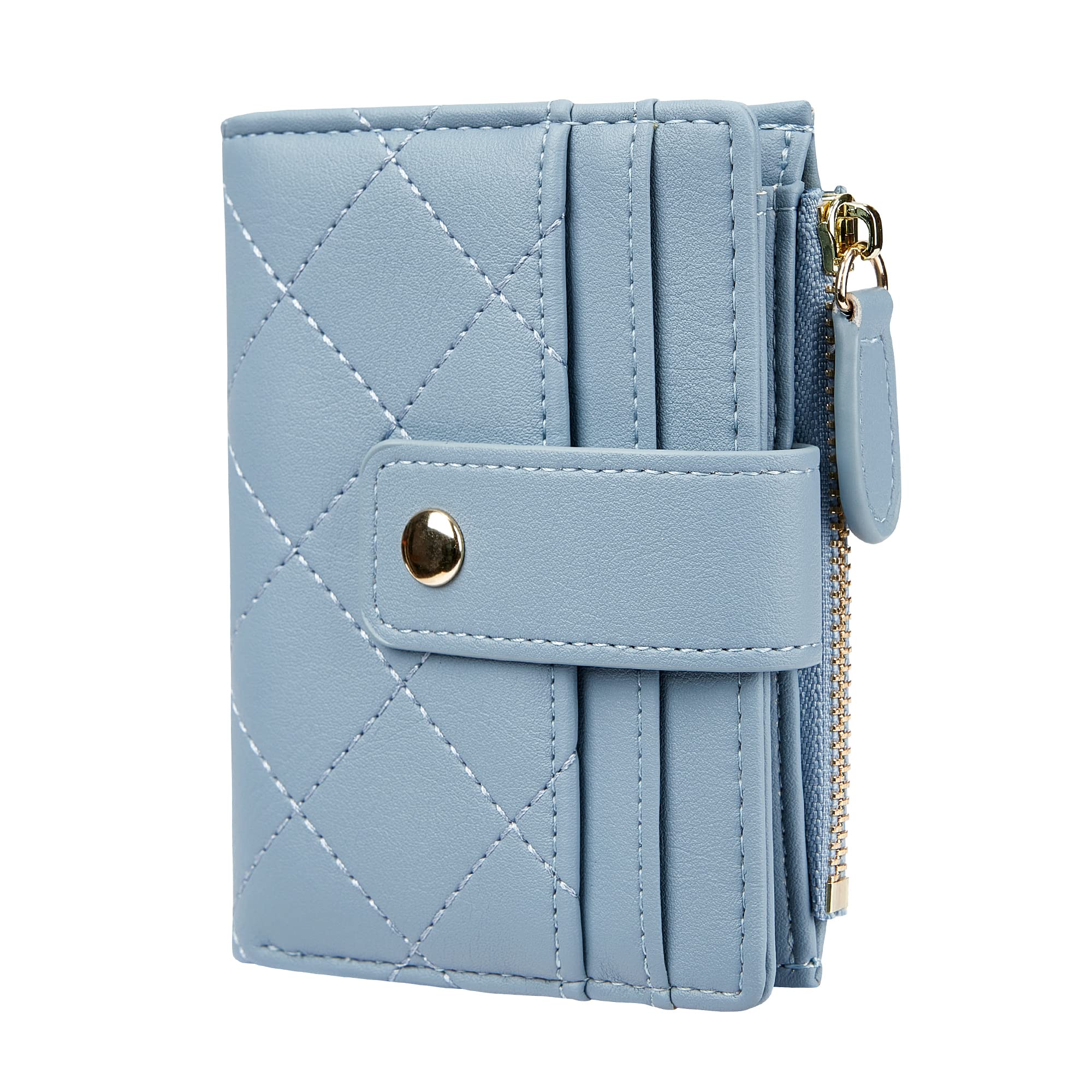Cynure Women's Cute Leather Card Holder Small Compact Bifold Wallet with Zip Coin Pocket