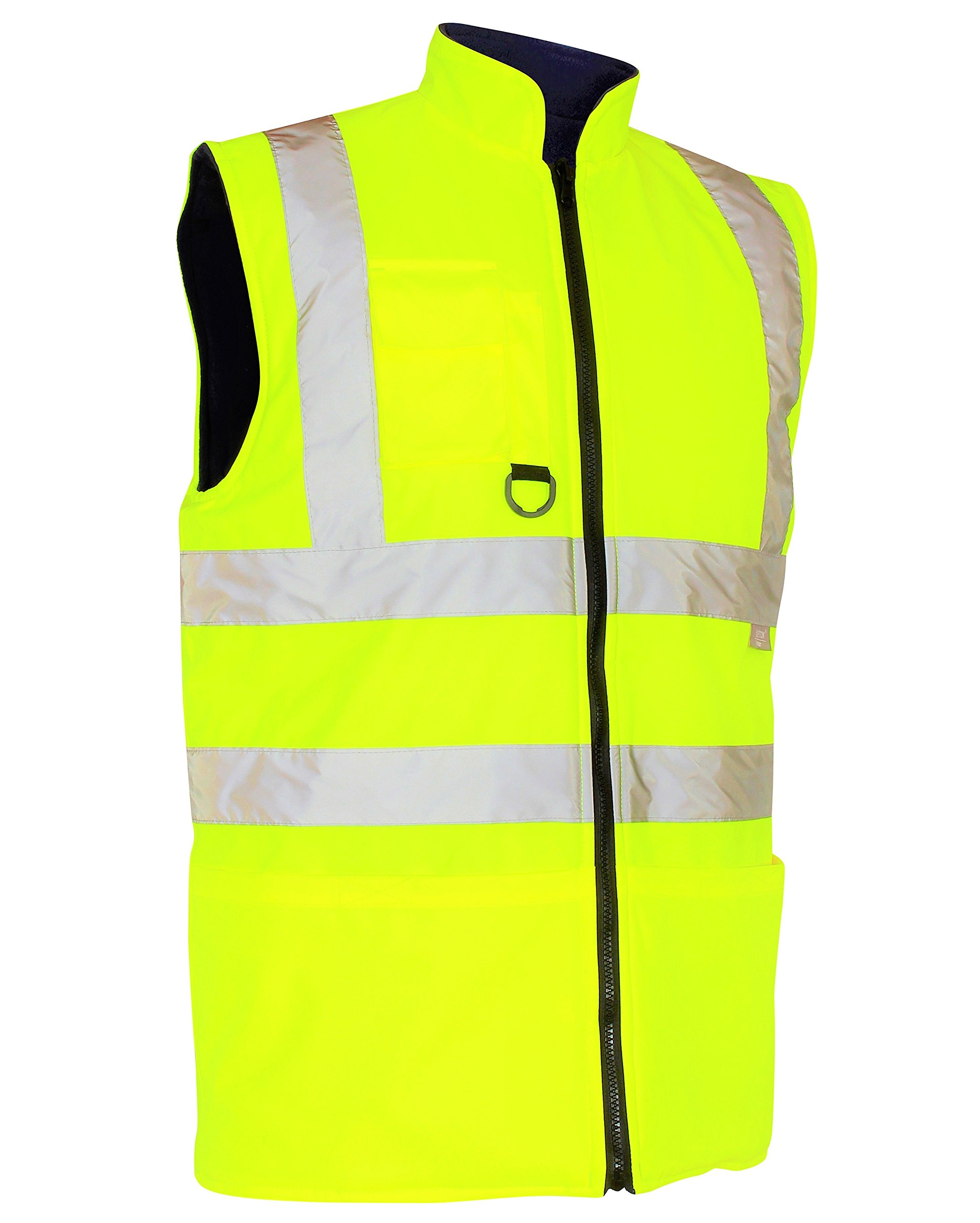 HuntaDeal Hi VIS Bodywarmer - High Vis Bodywarmer with Fleece-Lined Reversible & Reflective Waistcoat - Waterproof Waistcoat for Workwear, Security & Safety - Colour Yellow