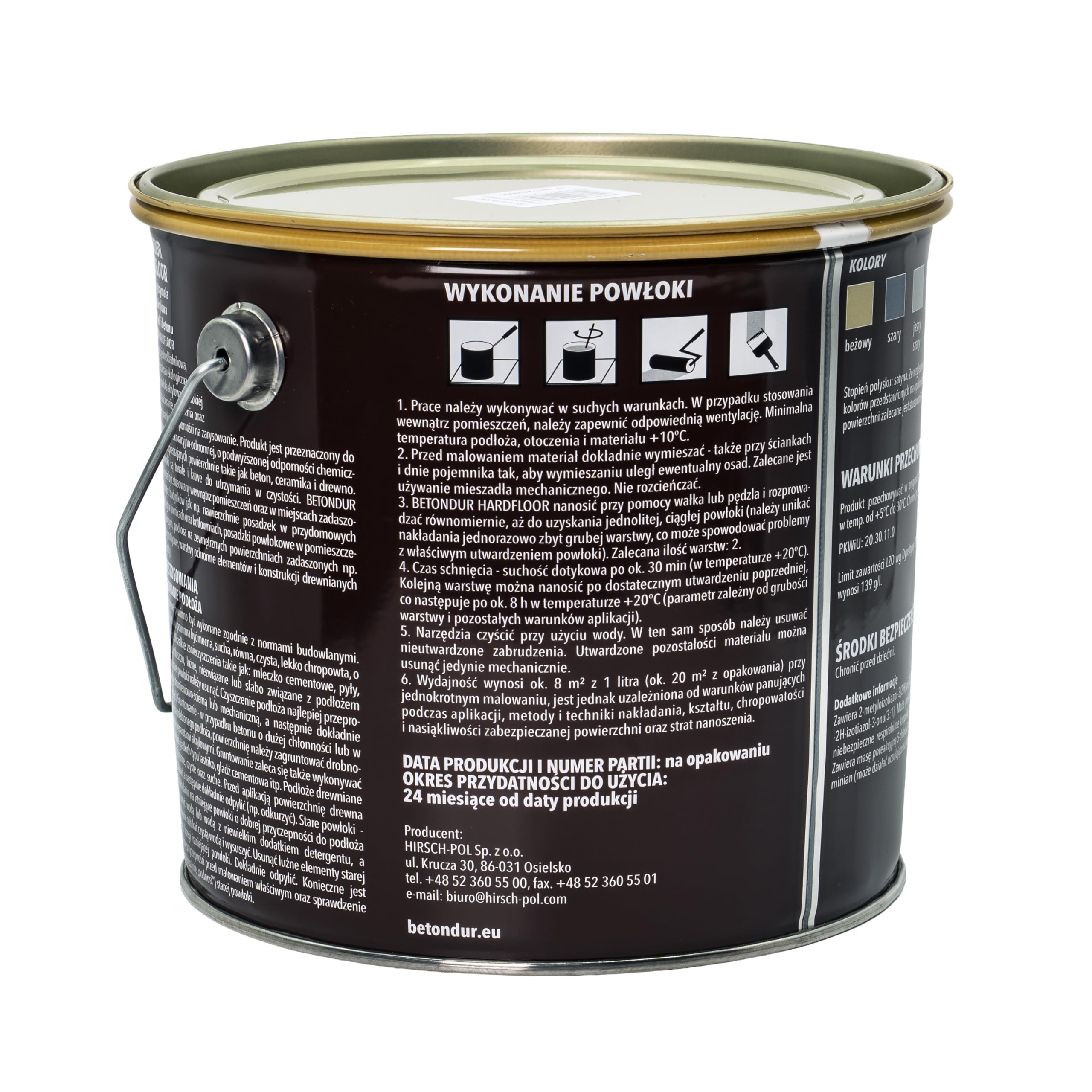 HARDFLOOR Farba do betonu 2,5L – Szary – Trwała farba podłogowa do betonu – odporna na UV i warunki atmosferyczne – garaż, warsztat, piwnica – do wnętrz i na zewnątrz