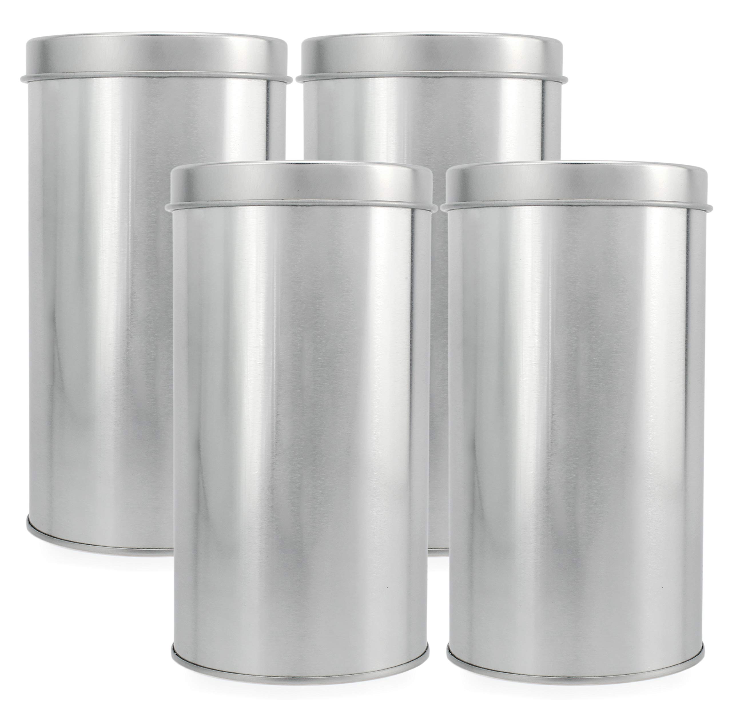 Solstice Double Seal Tea Canisters (4Pack, Large); Round Metal