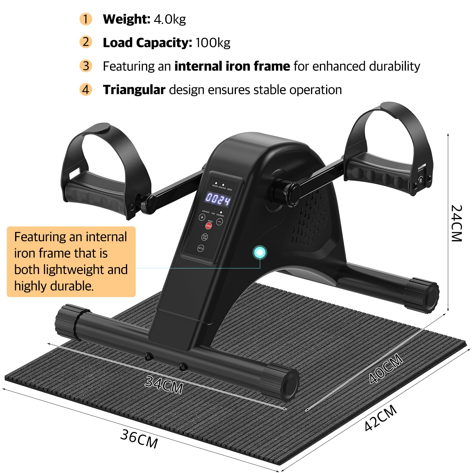 Pedales Estaticos Personas Mayores,Pedaleador Electrico, 6 Niveles de Velocidad, Control Remoto con Motor Silencioso para Pierna Entrenamiento