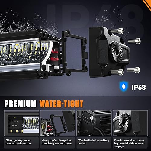 Miniatura 6 de Nilight Barra de luz LED de una sola fila de 403 pulgadas 165 W 17675 lúmenes combo de puntos de inundación antirreflejos DRL todoterreno barra de