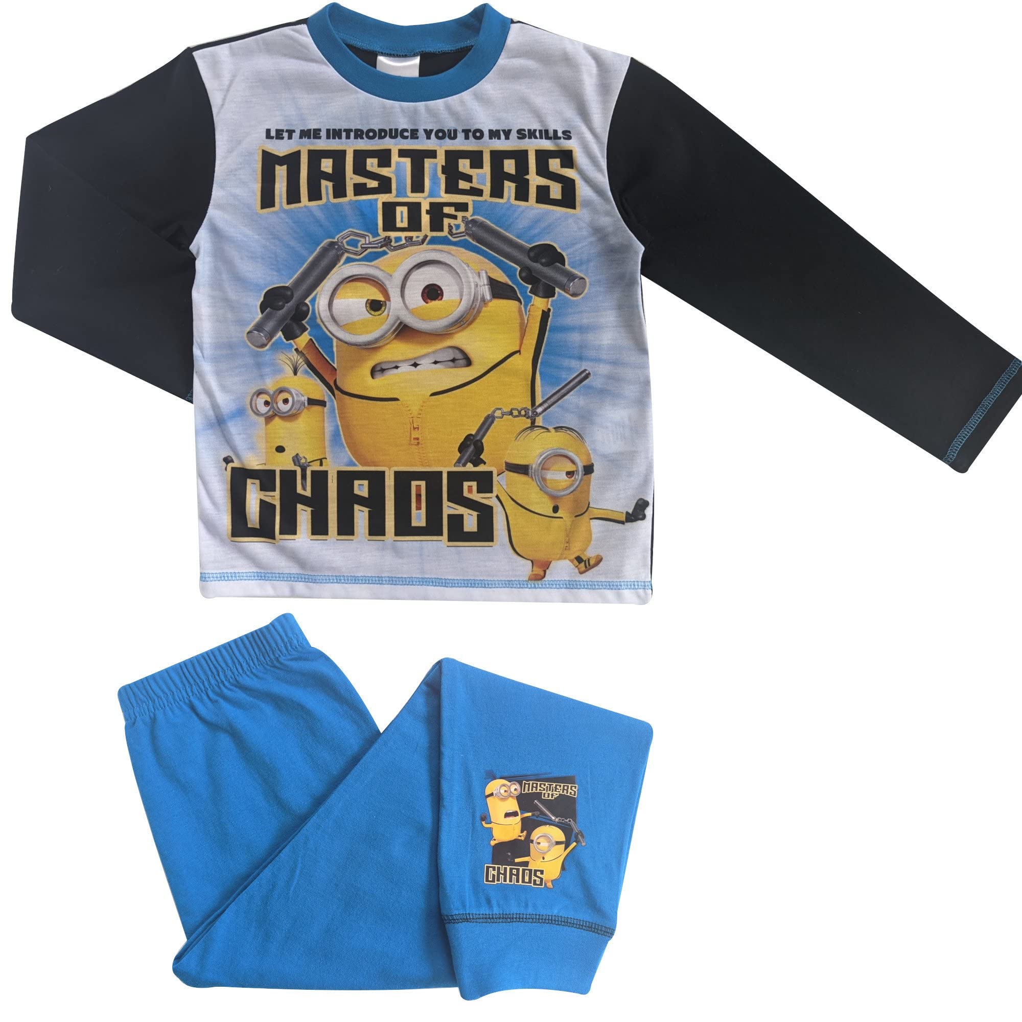MINIONS Boys Pyjamas - Long Sleeved - 4 to 10 Years - 7-8 Years Blue/Black