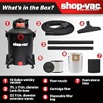 Shop-Vac 5761011 10 Gallon Wet/Dry Shop Aspirateur, 4.5 Hauteur maximale HP, 1.5 Diamètre de pouce 7 Le tuyau du pied, 20 Cordon de pied, idéal pour le nettoyage à domicile, garage et atelier