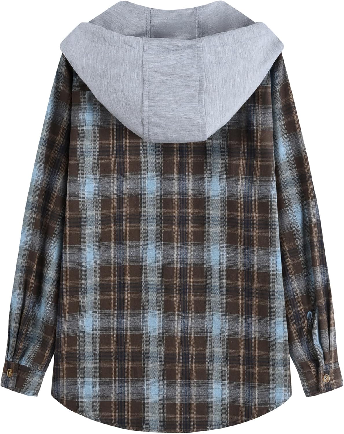 Womens Flannel Hoodie Shirts Long Sleeve Plaid Jacket Casual Cotton Button Down Shirt for Women - Image 3