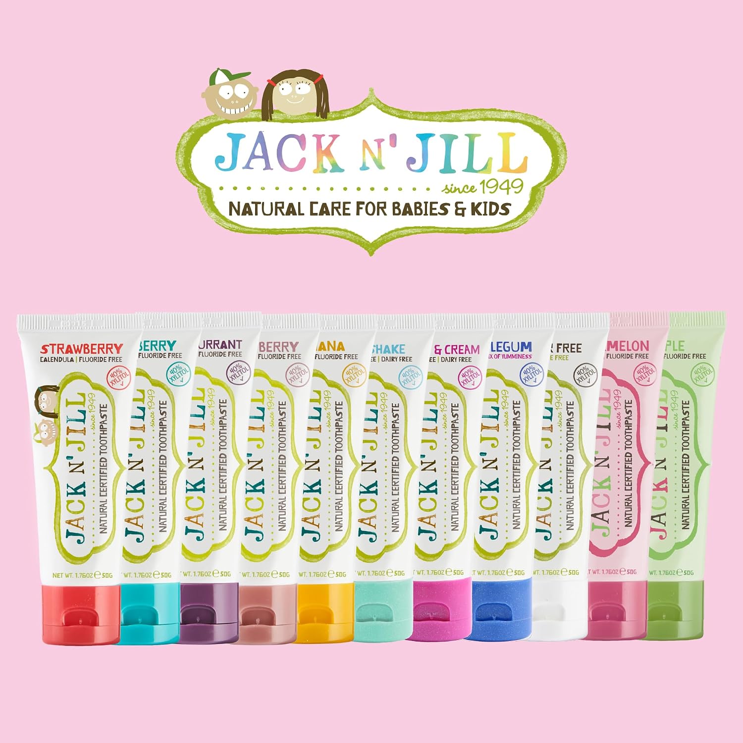 Jack N Jill Natural Toothpaste, Berries N' Cream, 1.76 oz (Pack of 2)