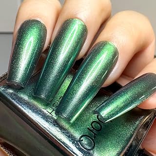 Chrome Nail Polish Holographic Glitter Chameleon Nail Polish Shimmer Iridescent Green Nail Art Varnish (Blue Green, 15 ml)