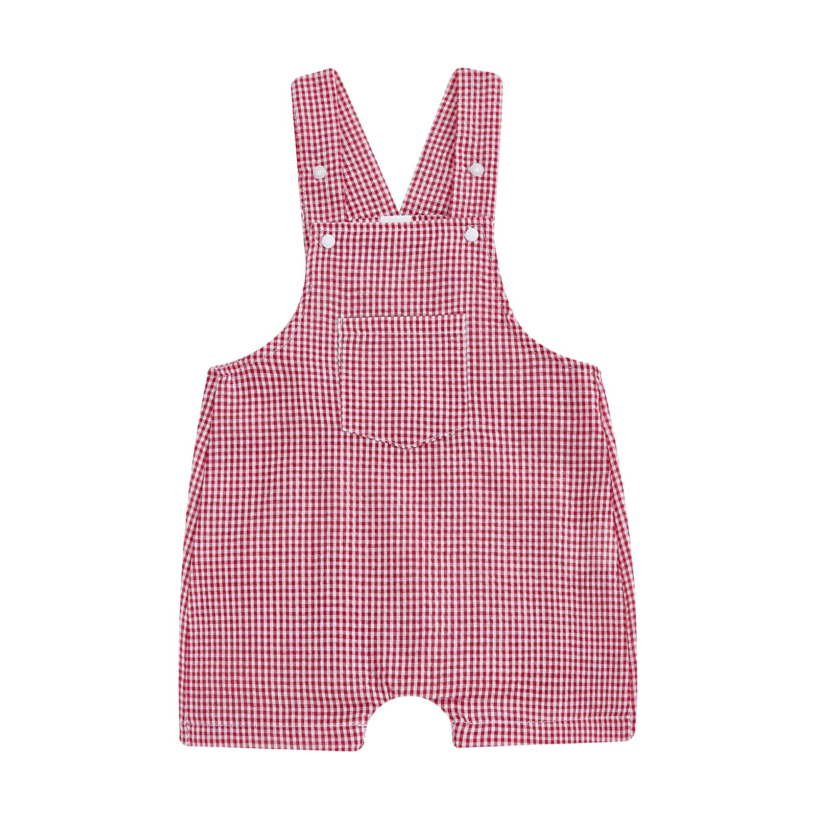 ZAXARRA Infant Baby Overalls Girls Boys Plaid Baby Jumpsuit Rompers Suspender Baby Short Overalls with Pocket (Red, 3-6 Months)