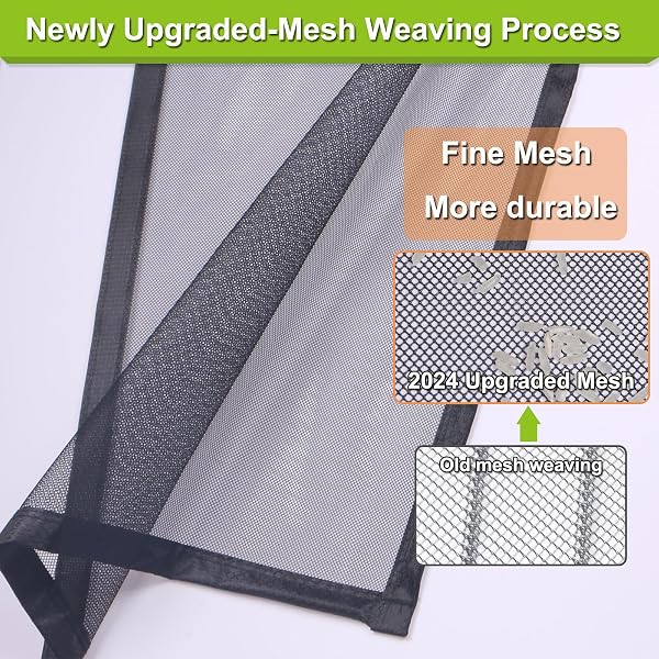 Risareyi Magnetic Screen Door Self Closing, Black Upgraded Polyester Thicken Mesh Mosquito Net Front Door Screen Magnetic Closure, Keep Bugs Out, Frame Hook & Loop, Actual Size 26 x 82 inches - 5