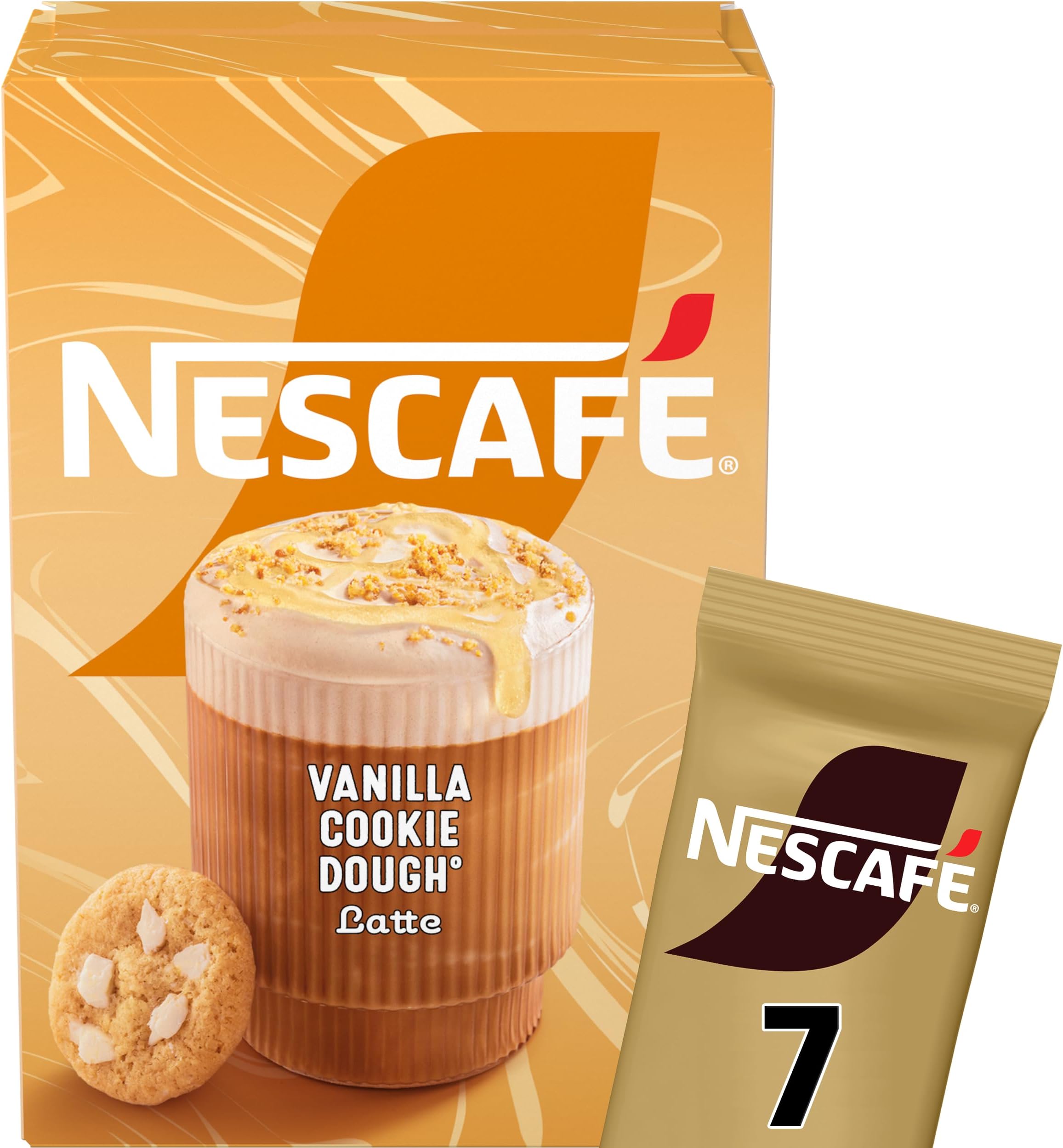 Nescafe Vanilla Cookie Dough Latte 7 x 19.5g Sachets, 100% Responsibly Sourced Coffee