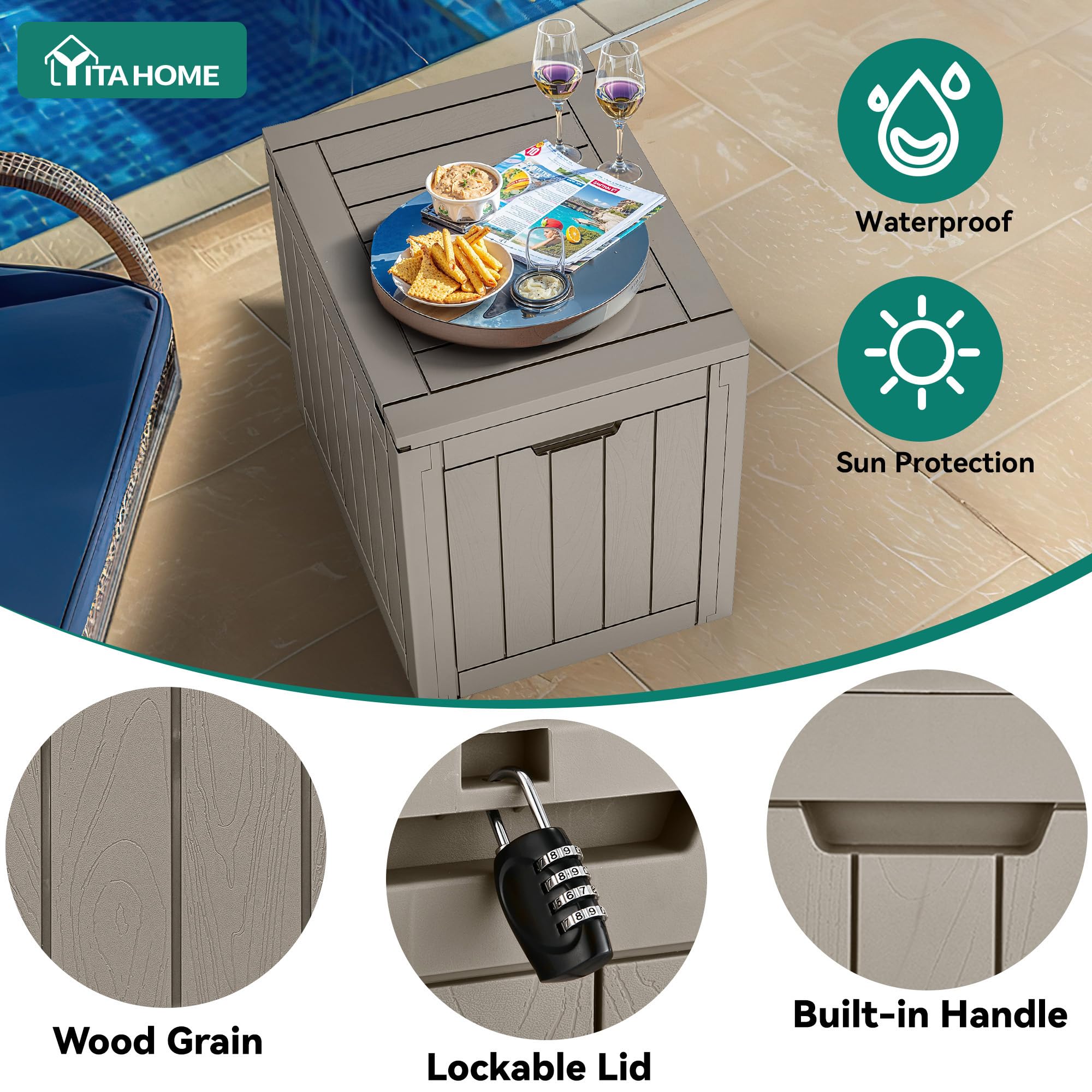 YITAHOME Baule da Esterno 118L per Giardino, Patio Forniture e Attrezzi