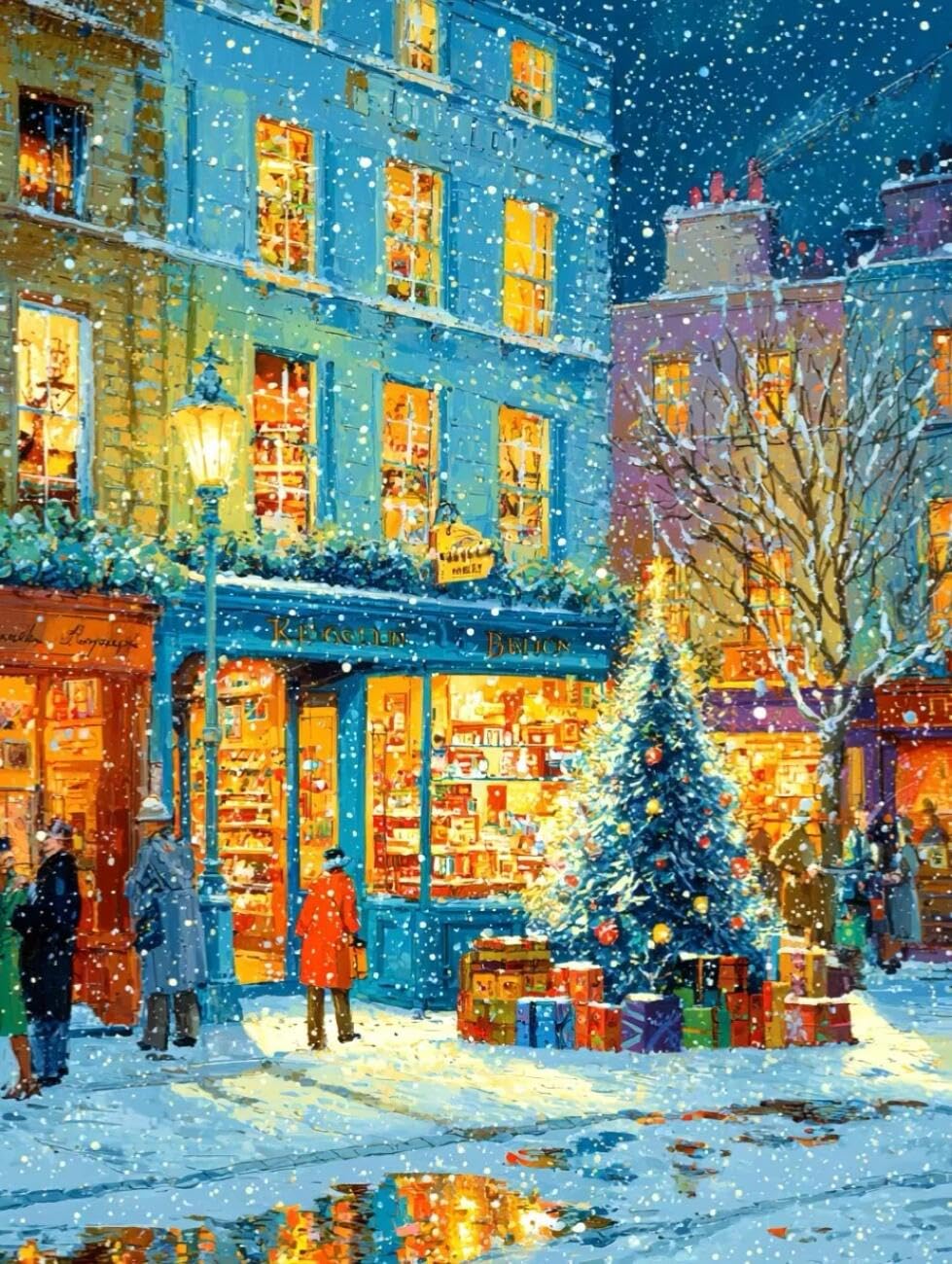 Henypt Cross Stitch Kit Street Paintings Landscape DIY Embroidery Kit for Beginners The Elderly with Accessories Handmade DIY/Gifts 14CT 30x40cm