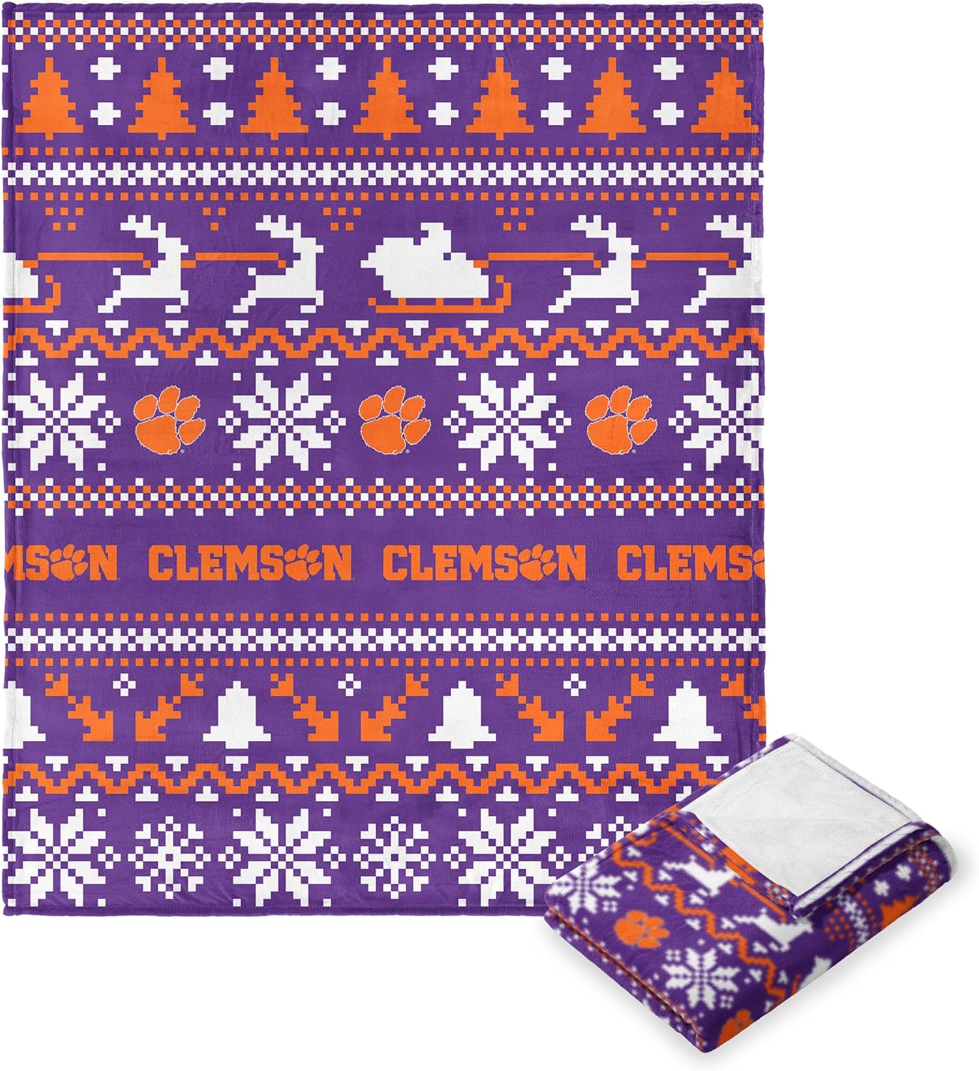 NORTHWEST NCAA Clemson Tigers, Xmas Time, Silk Touch Throw Blanket, 50 x 60 Inches