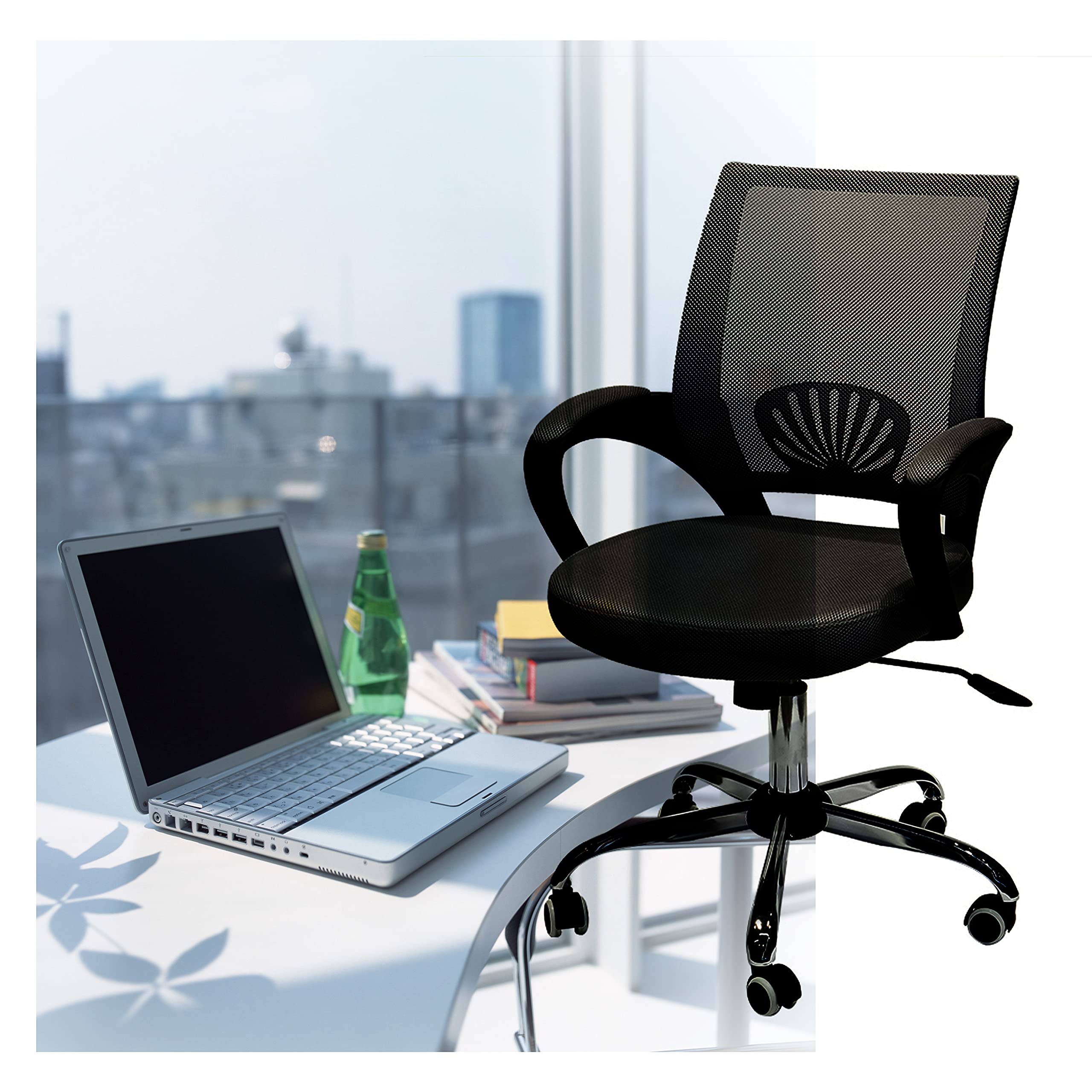 Maple Office Mesh Chair Executive Ergonomic Armchair Height Adjustable (Black)